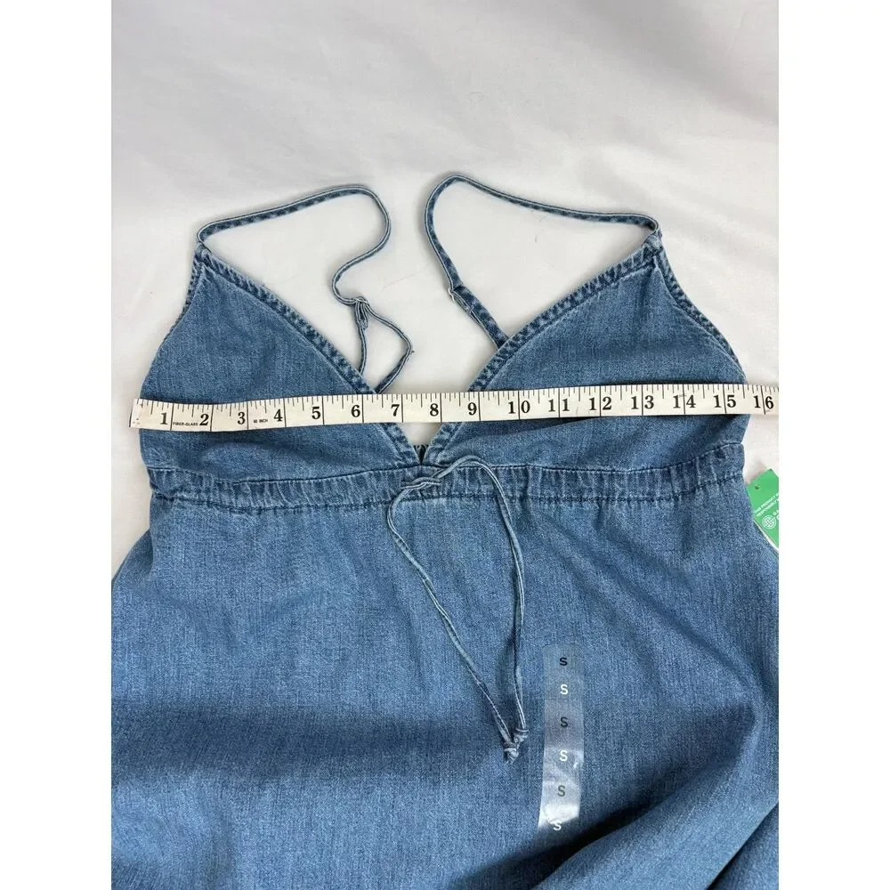 GAP NWT Denim Mini Dress Size S Tie Front Y2K 90s Classy Classic Summer Shift